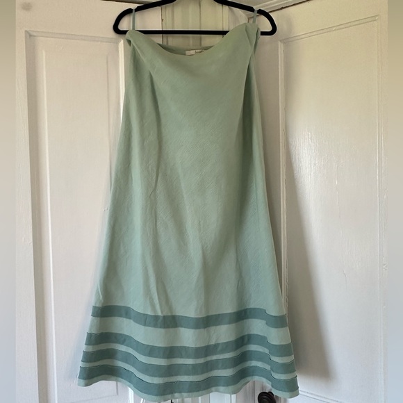 RARELY WORN BODEN 100% LINEN MAXI SKIRT FULLY LINED BLUE W/ VELVET STRIPES Sz 8 - Picture 1 of 8